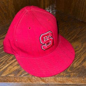 Vintage New Era Striped NC State Baseball Hat. 7 5/8 Size